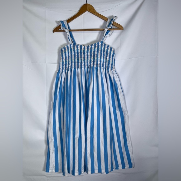 Hanna Andersson Girls Size 14-16 Stripe Long Flowy Dress Blue White - Picture 1 of 6